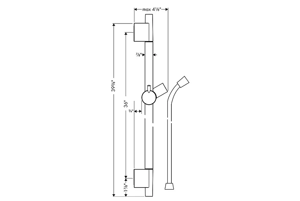 Душова штанга Hansgrohe Unica S Pura 90 см зі шлангом 160 см brushed nickel 28631820 - фото 2