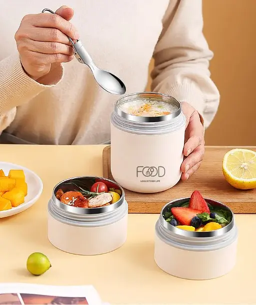 Термос для еды ланчбокс FOOD пищевой термос с контейнером blue 0.68 л - фото 4