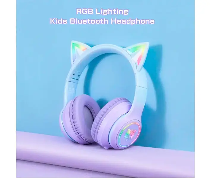 Навушники Onikuma Bluetooth з підсвіткою B90 Gaming CAT with LED фіолетові - фото 6