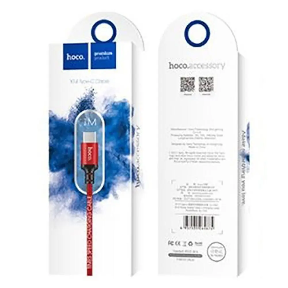 Кабель HOCO X14 USB to Type-C 3A, 1m, nylon, aluminum connectors, Чорний-Червоний - фото 2