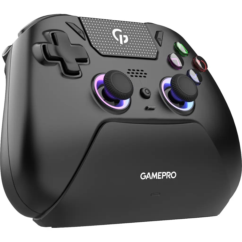Геймпад GamePro GPS20BDOC 2.4G/BT 5.1/USB бездротовий із зарядною станцією Switch/PS/PC/iOS/Android RGB Black (GPS20BDOC) - фото 2