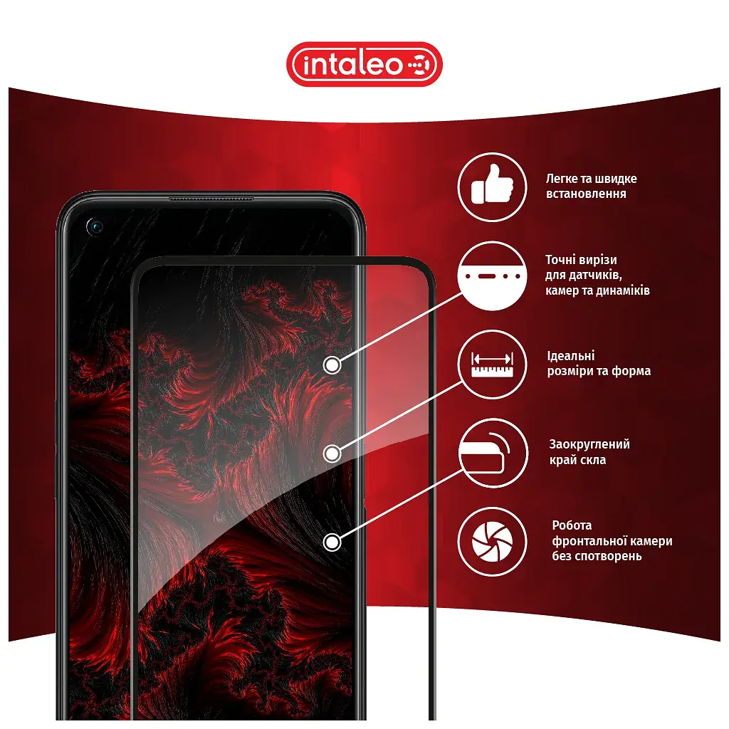 Скло захисне Intaleo Full Glue Oppo A76 4G Black (1283126528880) - фото 3