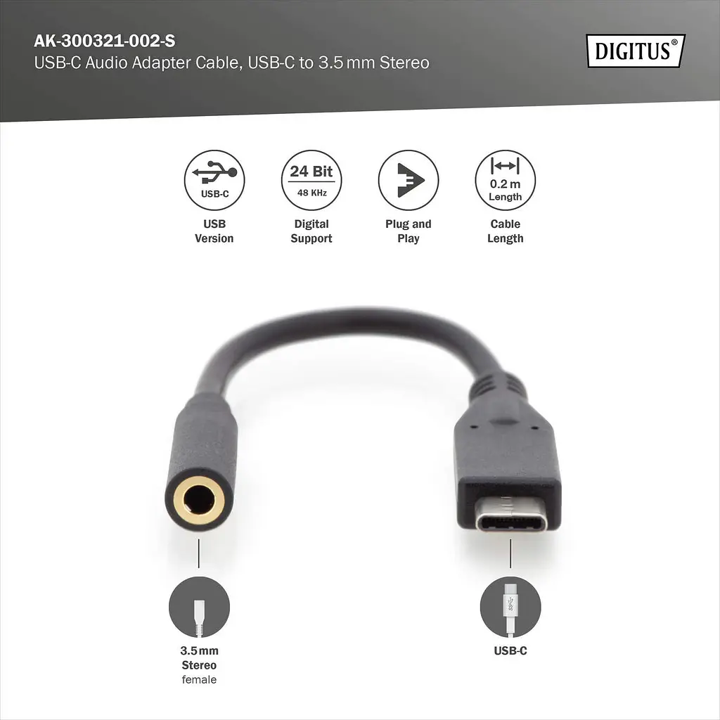 Адаптер Digitus USB-C >3.5mm audio stereo teh0025047 - фото 3