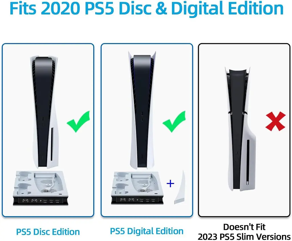 Wigearss Вертикальна охолоджуюча підставка для PS5 з вентилятором та двома контролерами - фото 3
