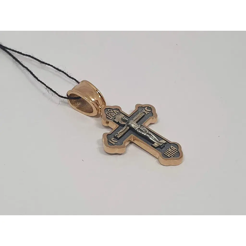 Золотий хрестик Харківська ювелірна фабрика Розп'яття Христа. 11492-Ч - фото 2