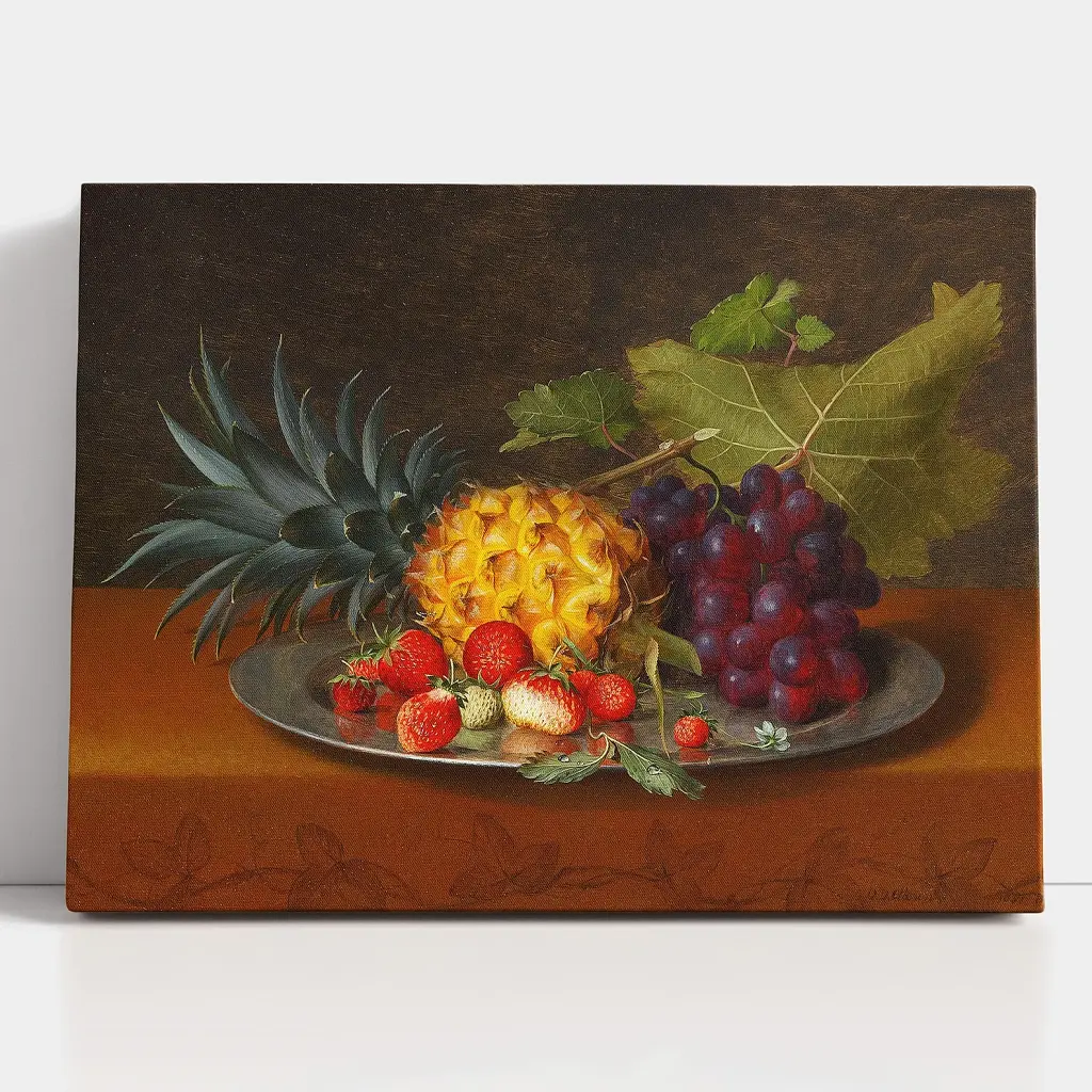 Інтер'єрна картина Фрукти на тарілці, Отто Дидрик Оттесен, Still Life, репродукція картини, натюрморт, 45×60 см (id7038)