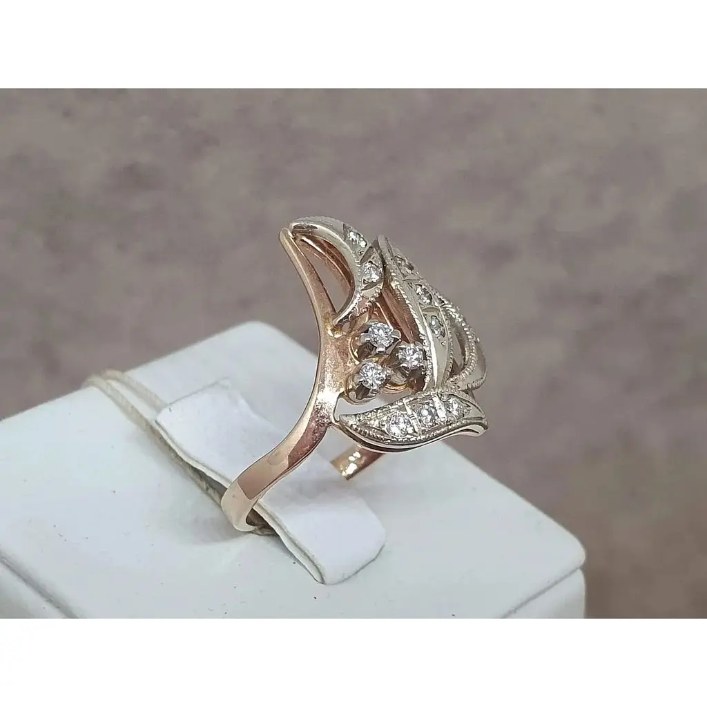 Золоте кільце Львівський державний ювелірний завод з діамантами. 8В410160936/21 18 - фото 4