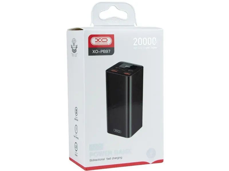 Зовнішній акумулятор (павербанк) XO PB97 65W 20000 mAh, Black - фото 4