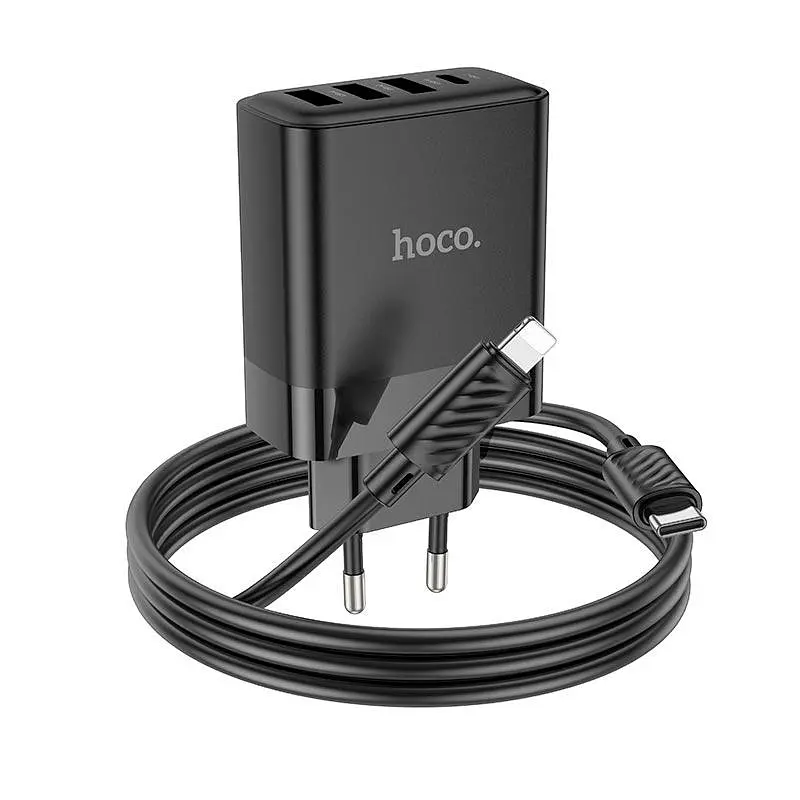 Зарядное устройство 4 порта 45W Hoco C127a набор с кабелем Type-C to Lightning - фото 2
