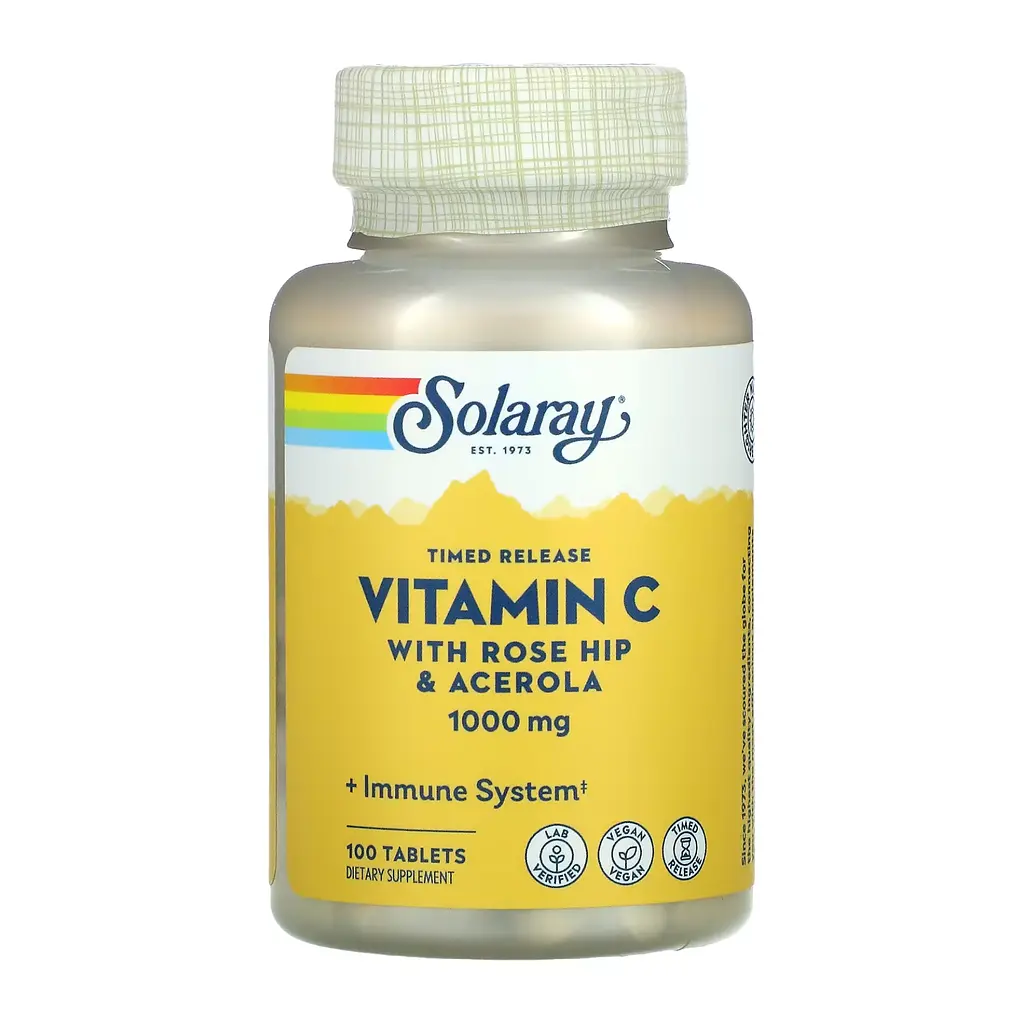 Вітамін С з шипшиною та ацеролою Vitamin C with Rose Hips & Ace 1000mg - 100 tabs
