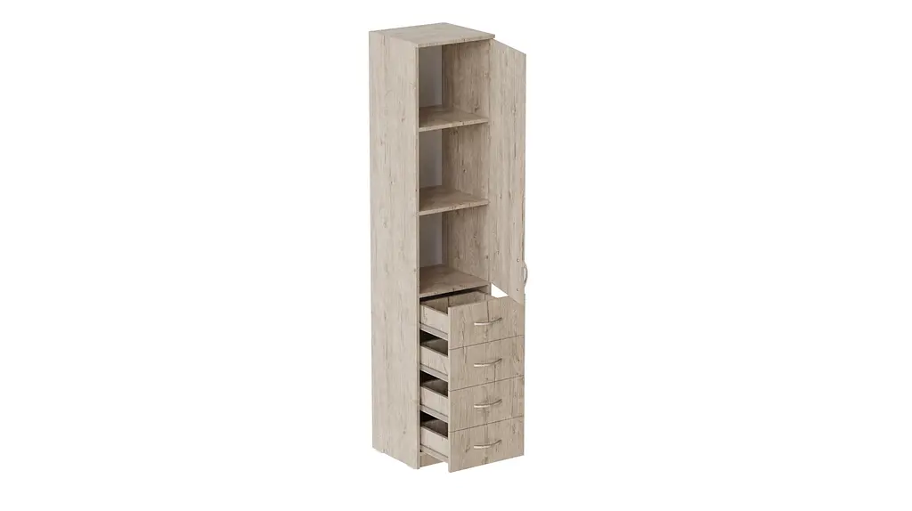 Пенал Анжело Ferrum-decor на 3 полиці з дверима та 4 ящиками 1900x400x380 ДСП Дуб Сан-Марино 16 мм (FRD-104931) - фото 3