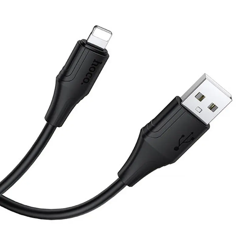 Дата кабель Hoco X124 Bien silicone USB to Lightning 2.4A (1m) Black - фото 3
