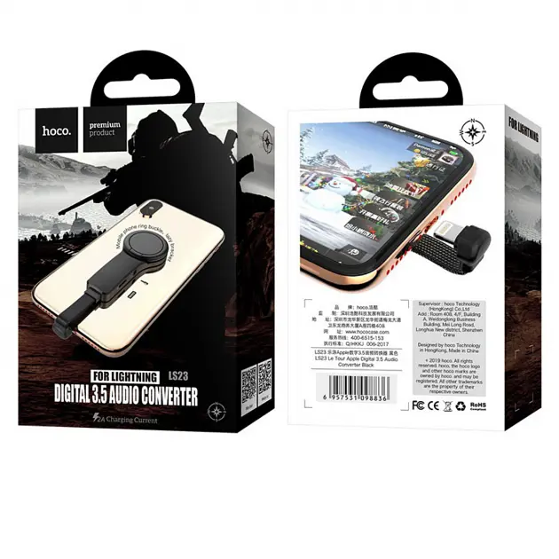 Переходник адаптер Hoco LS23 Le Tour Apple digital 3.5 audio converter Black - фото 3