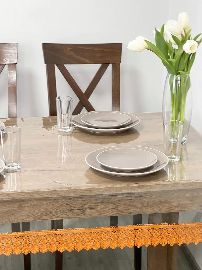 Силіконова скатертина з рудим мереживом 7 см 210х110 см - фото 3