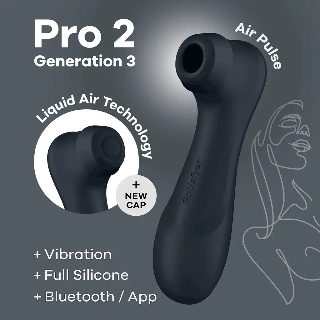 Стимулятор Satisfyer - Pro 2 Generation 3 Connect App Вакуумний смарт для клітора з вібрацією та Liquid Air чорний - фото 8