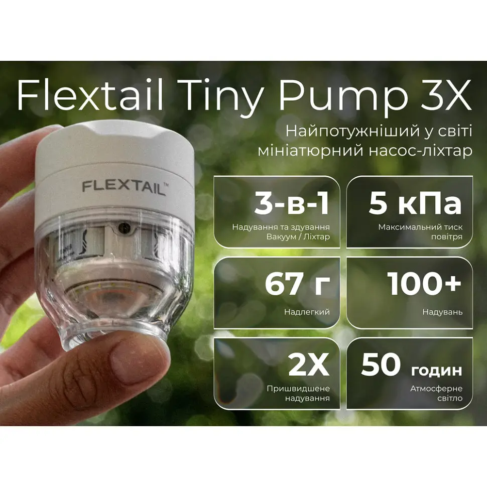 Насос-ліхтар кемпінговий Flextail Tiny Pump 3X, білий - фото 8