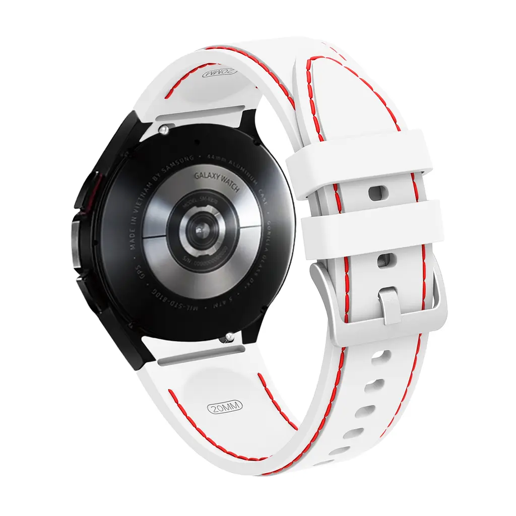Ремінець силіконовий BeWatch для Samsung Galaxy Watch 4/5/6 Білий з червоним (1gw0205) - фото 2