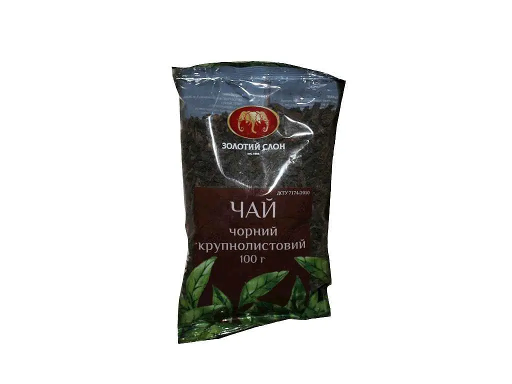 Чай фасованний зелений Золотий Слон 100 г фас Крупнолистовий