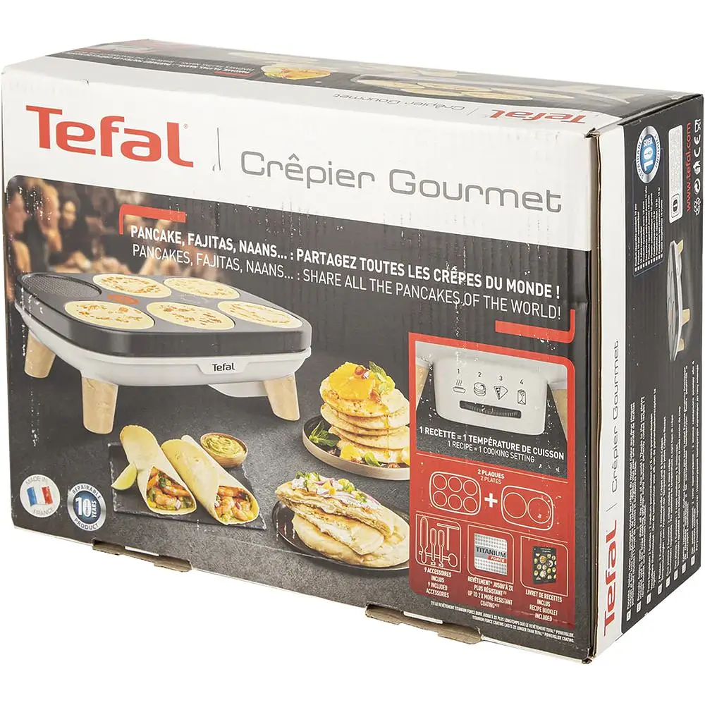 Млинниця Tefal Crepier Gourmet 1100 Вт діаметр 11.5 см та 18.5 см тефлон чорно-срібляста (PY900D12) - фото 13