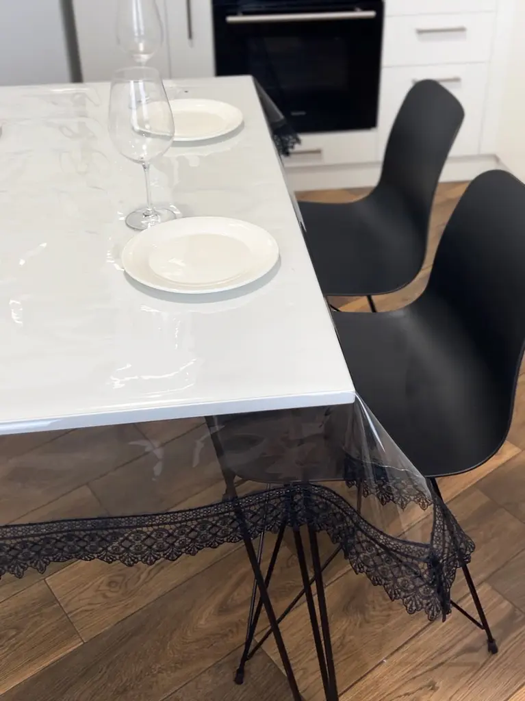 Силіконова скатертина з чорним мереживом 7 см 320х120 см - фото 5