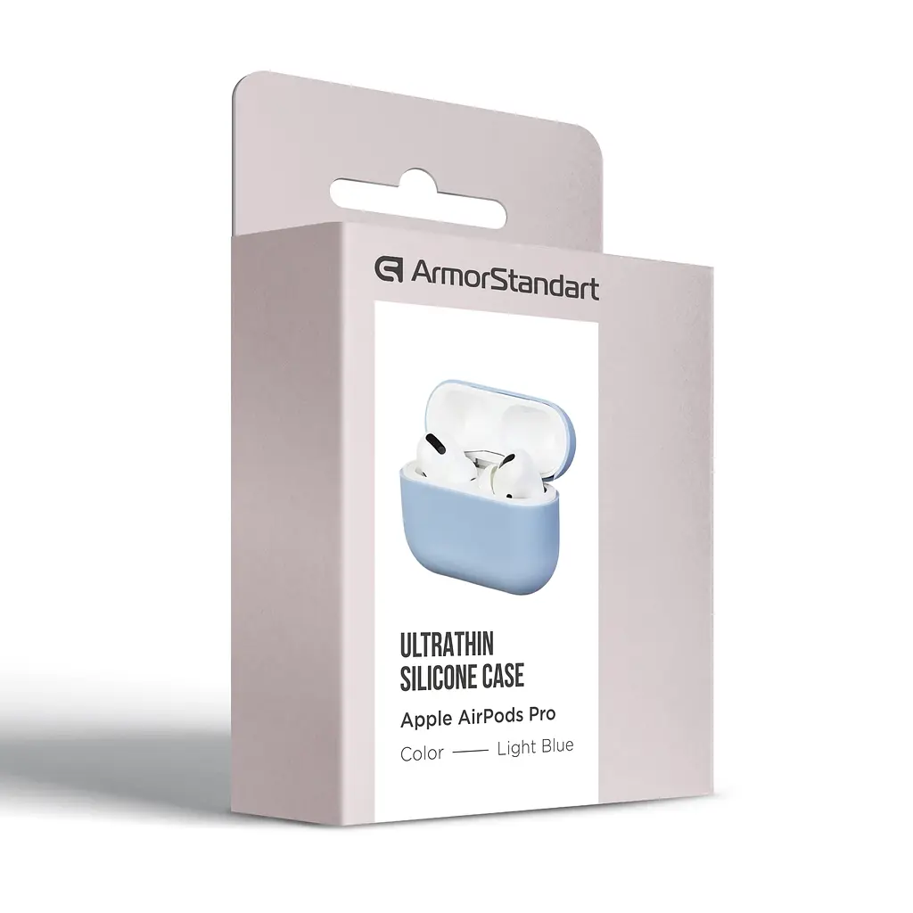 Силіконовий чохол для навушників Apple AirPods Pro, Ultrathin Silicone Case, блакитний, захисний чохол, ультратонкий і легкий, захист від подряпин і пилу, м"який силікон, ArmorStandart (ARM55967) - фото 3