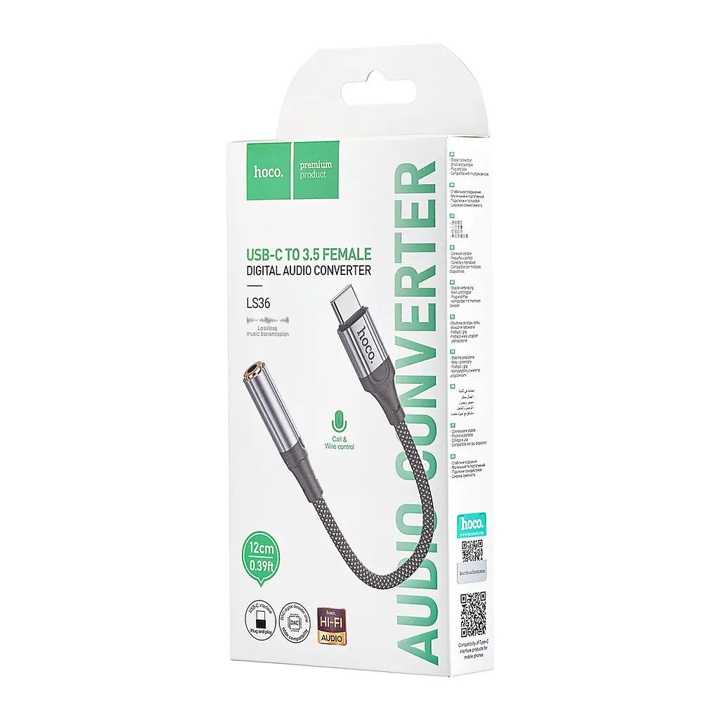 Адаптер Hoco LS36 Fresh Digital Type-C to 3.5 audio converter Черный - фото 2