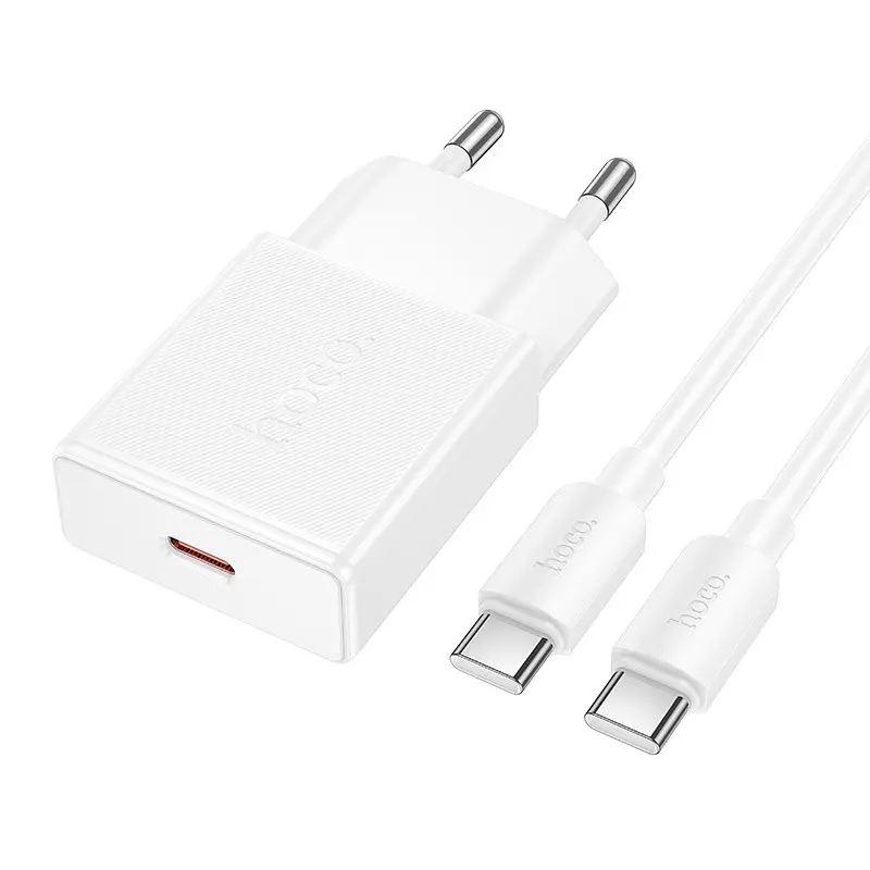 Сітчастий зарядний пристрій з кабелем HOCO N72 Speed single-port PD20W ultra-thin charger set(C to C)(EU) - фото 3
