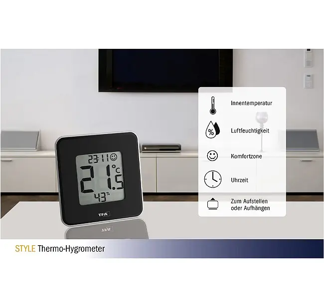 Цифровой термогигрометр с часами TFA Style 30502101 - фото 4