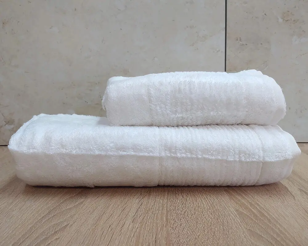 Набір турецьких бамбукових махрових рушників Cestepe 50х90+70х140 Bamboo Sarev White - фото 3