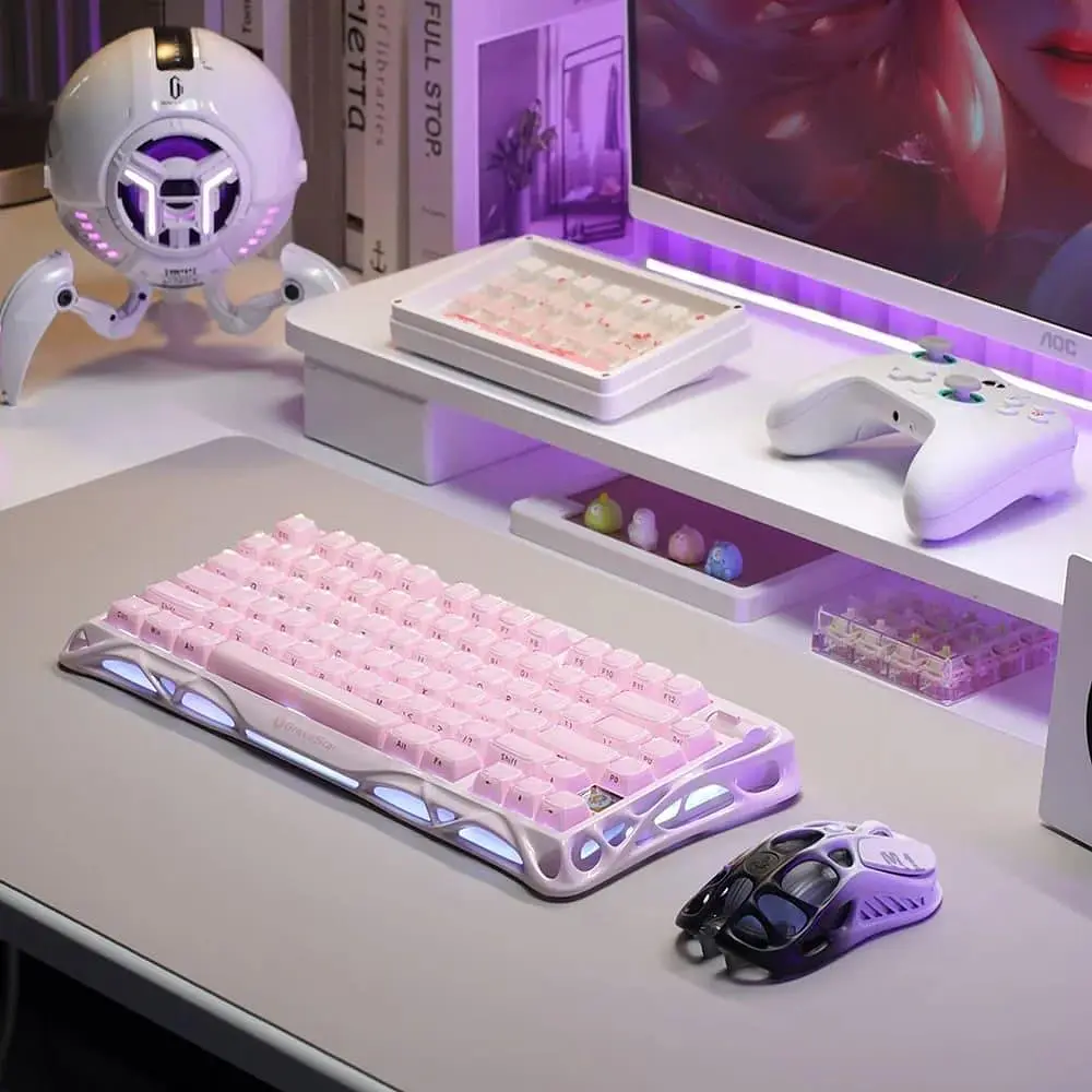 Клавиатура GravaStar Mercury K1 80keys Kailh Cheery Pink EN/UKR Sakura Pink (GS_K1_P_PNK) - фото 12