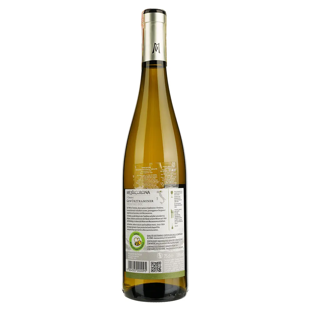 Вино Mezzacorona Gewurtztraminer Trentino DOC, біле, напівсухе, 13%, 0,75 л - фото 2