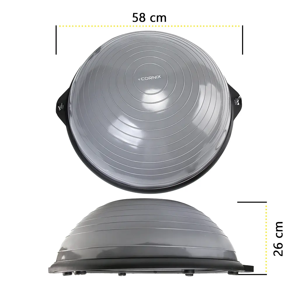 Балансувальна платформа (півсфера) Cornix Bosu Ball 58 см з еспандерами Grey XR-0455 - фото 5