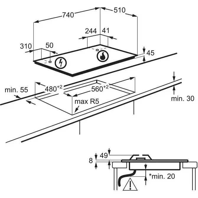 Газова варильна поверхня Electrolux KGG75362K [140650] - фото 8
