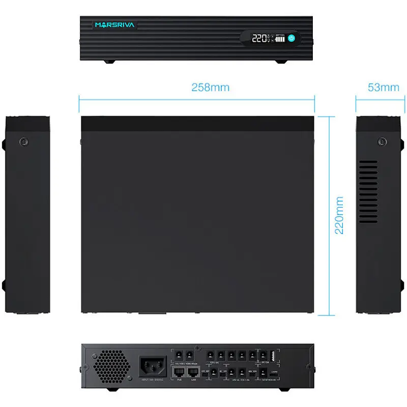 Джерело безперебійного живлення Marsriva DC UPS KP9 Pro 12xDC+PoE24VGigabit1A+USB, 14V/16V/19V/24V/48V/53V 100W 24000mAh - фото 3