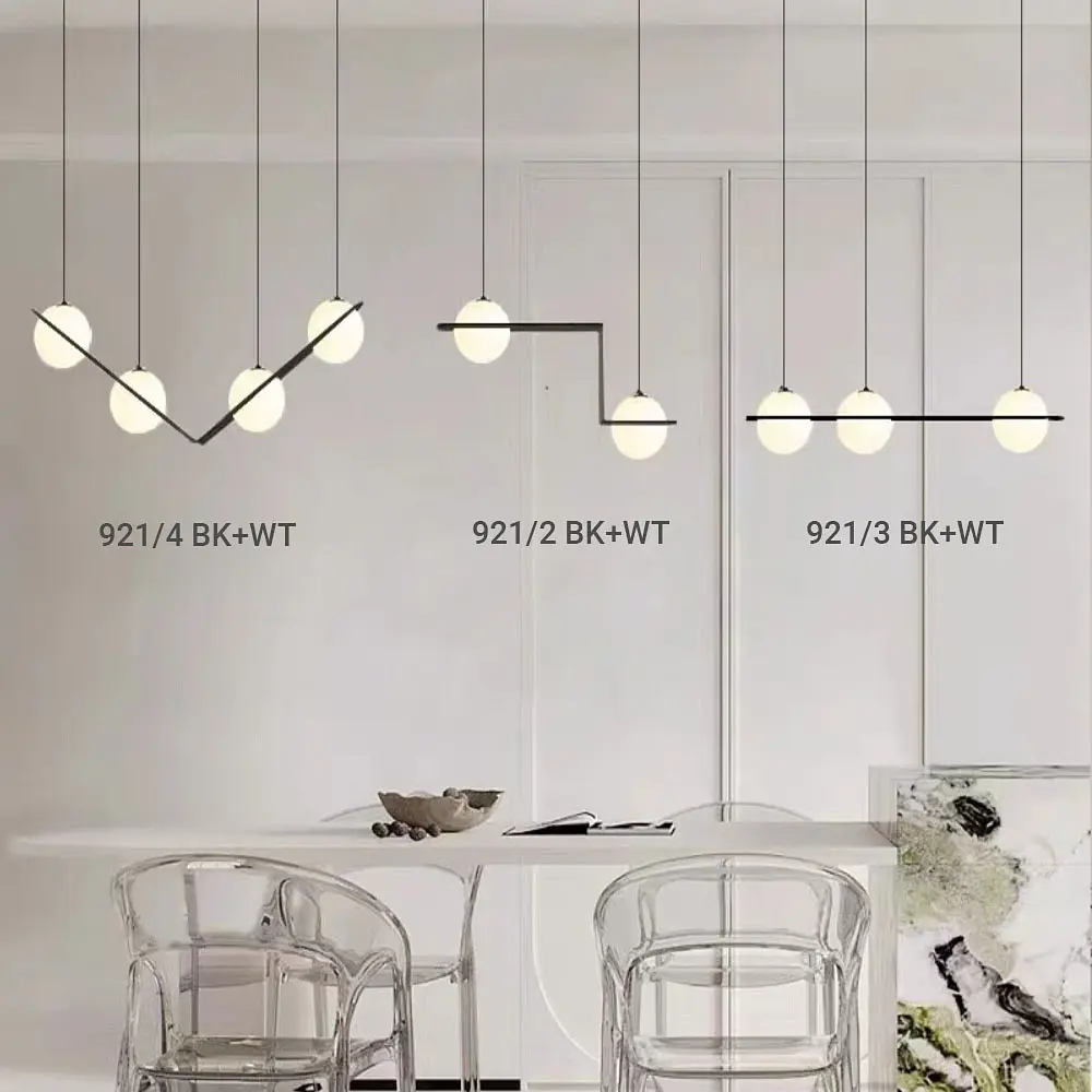 Подвесная люстра в сферических мотивах с 4 плафонами | Ст. 921/4 BK+WT | Line F - фото 3