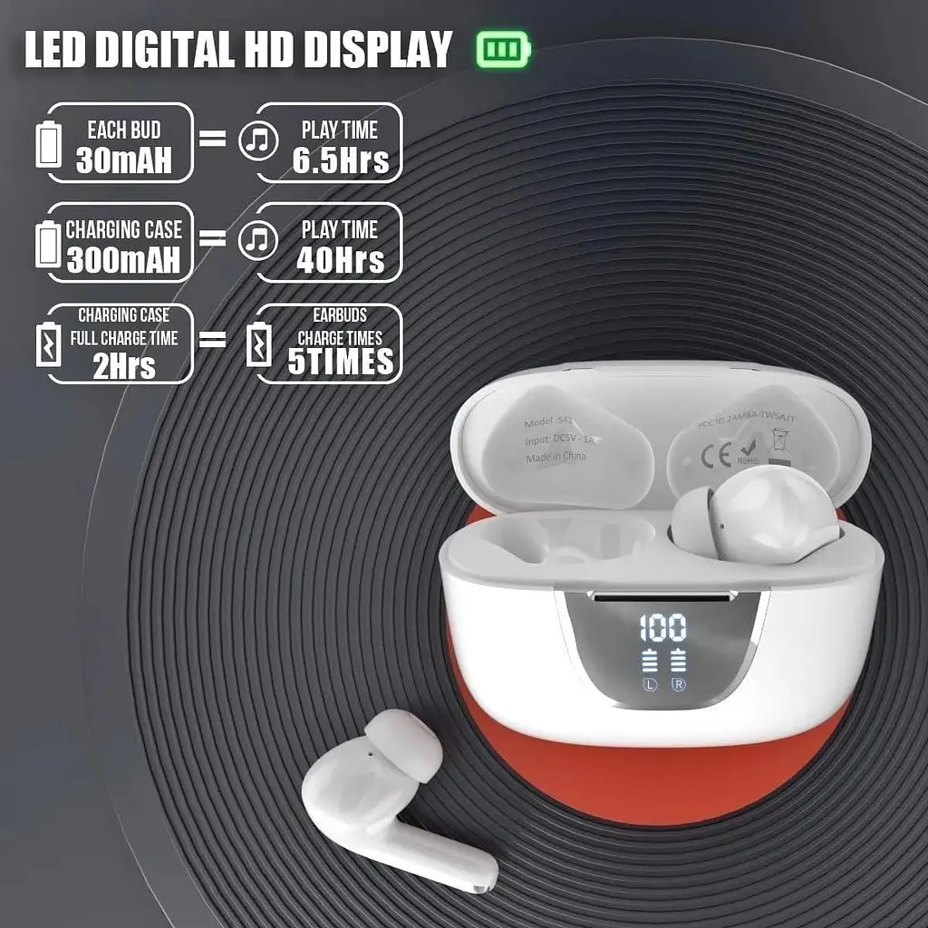 Бездротові навушники S42 TWS зі світлодіодним дисплеєм Bluetooth - фото 8