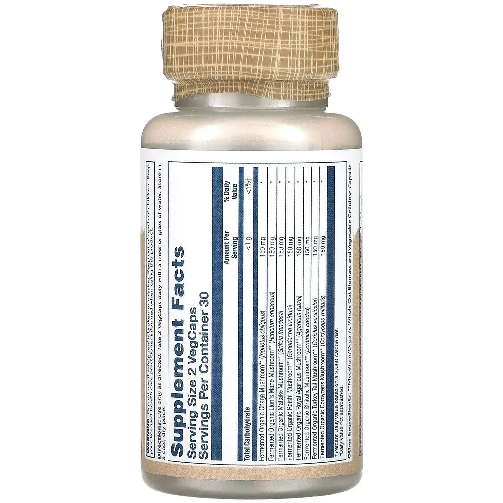 Грибы Solaray Mushroom Complete органик ферментированная смесь 600 мг 60 вегетарианских капсул - фото 2