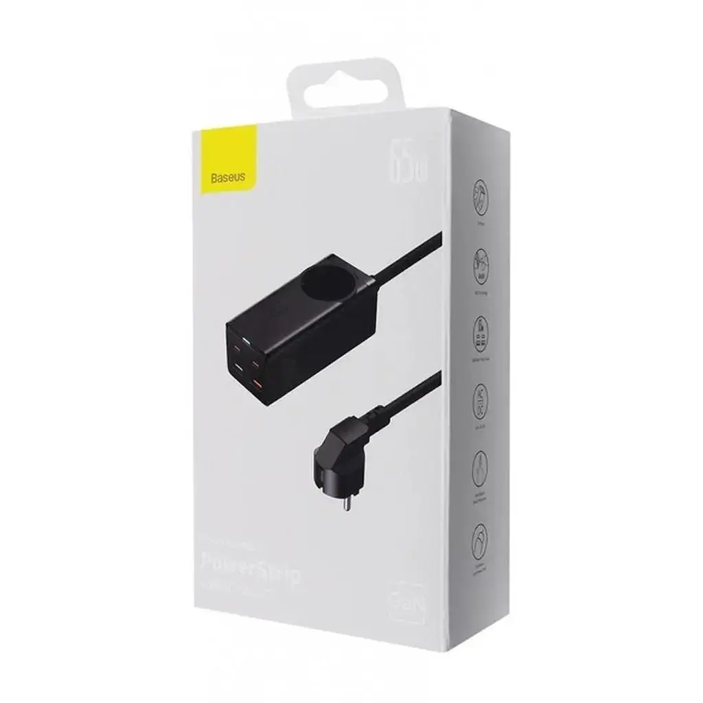 Мережевий зарядний пристрій Baseus GaN3 Pro Desktop Powerstrip AC+2U+2C 65W PSZM000001 Black - фото 4