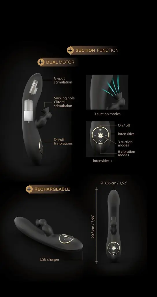 Вакуумный вибратор-кролик Dorcel Divine Rabbit 20.5 см черный - фото 7