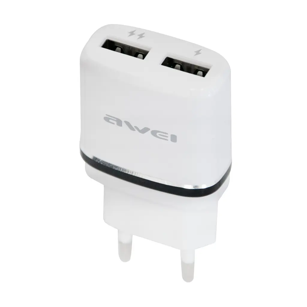 Зарядка для телефона 2хUSB "Awei C-930" Біло-чорна, мережевий зарядний пристрій — блок живлення 1 А/2.1А - фото 8