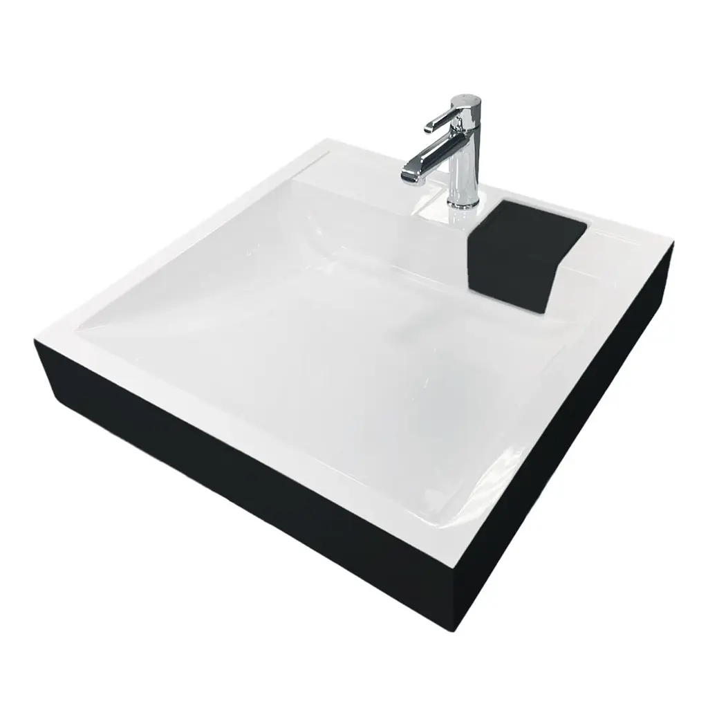 Умивальник на пральну машину без переливу Adamant Washer New Black-White Glossy штучний камінь 59,5 см - фото 7