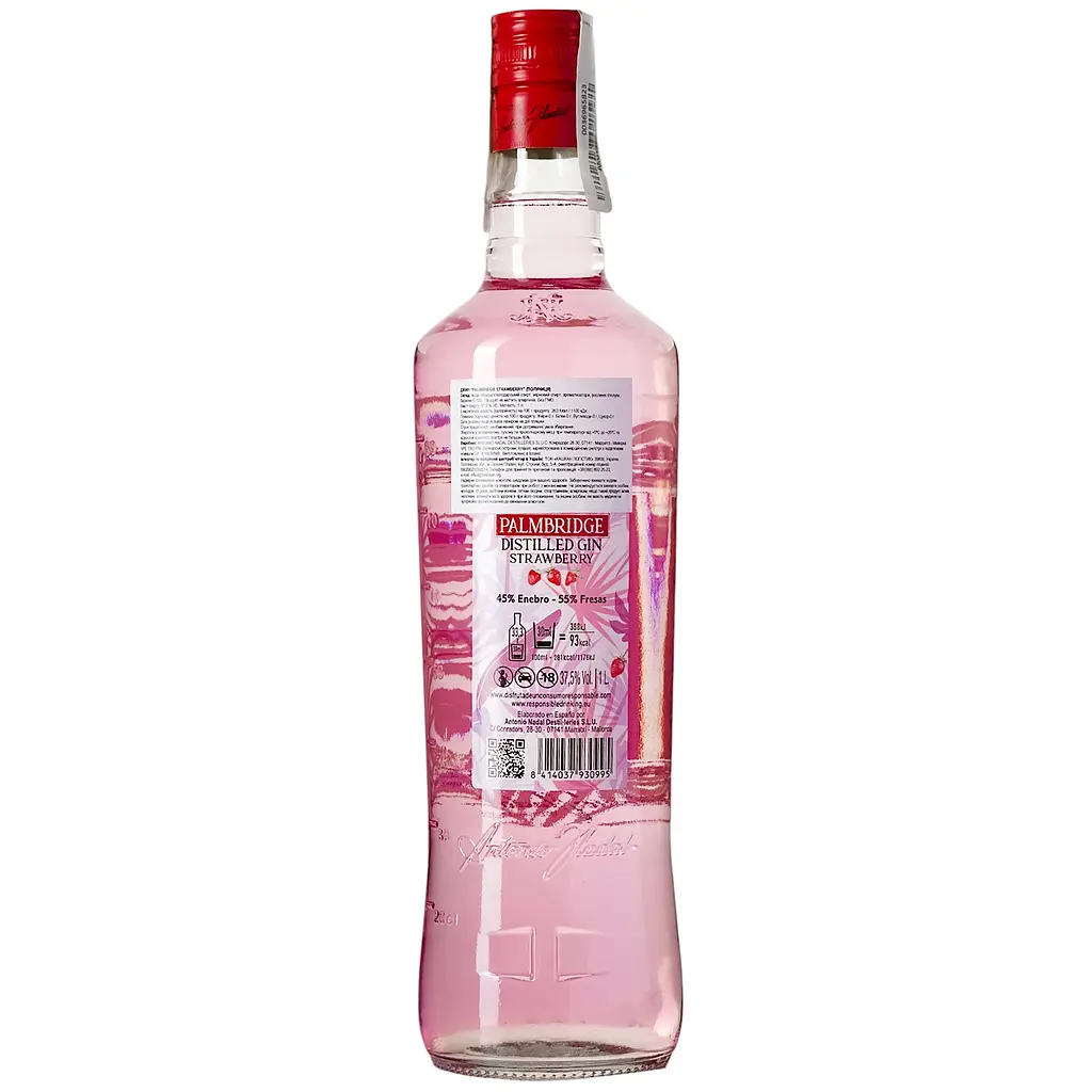Джин Palmbridge Fresa Strawberry 37.5% 1 л - фото 4