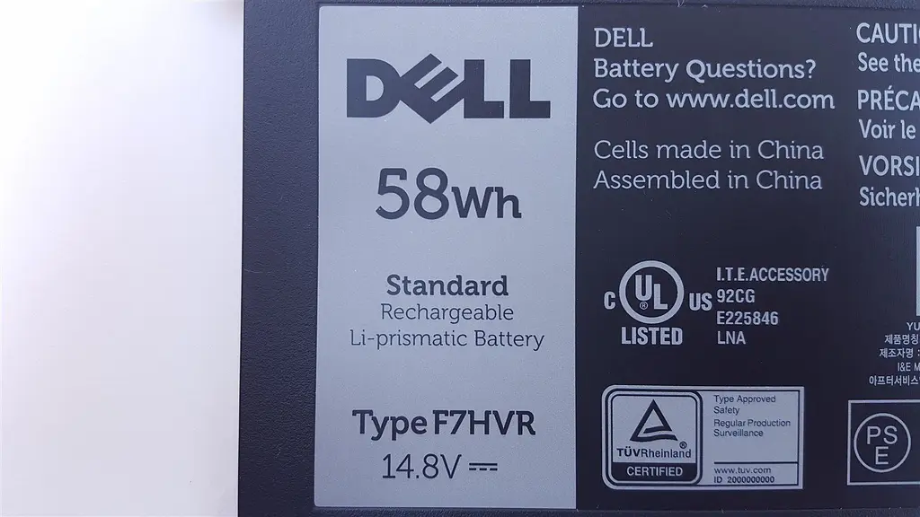 Акумулятор для ноутбука Dell Inspiron 15-7537 F7HVR, 58Wh (3800 mAh), 4cell, 14.8V, Li-ion, чорний - фото 5
