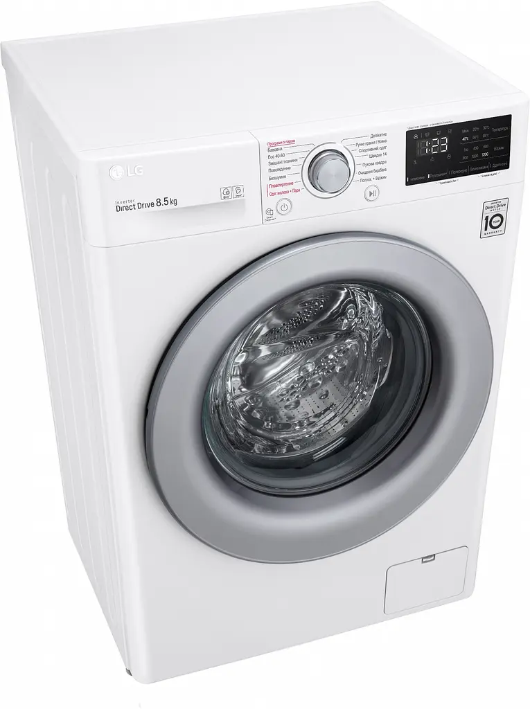 Пральна машина LG з фронтальним завантаженням F2V3GS4W, 8,5кг, 1200, A+++-30%, Пар, глибина 47см, Дисплей, Інвертор, Білий (F2V3GS4W) - фото 5