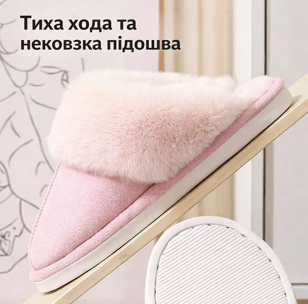 Slippers Жіночі домашні капці з хутром — теплі, м’які, закриті тапочки для дому 36-37 коричневі KT8003811 - фото 2
