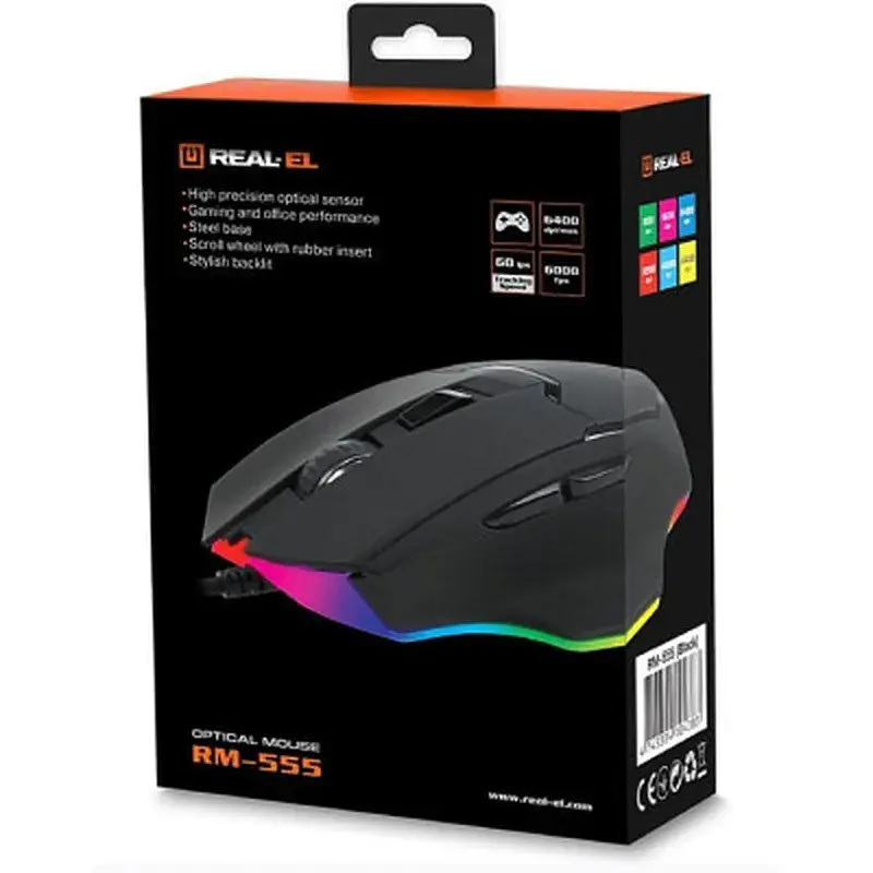 Мишка REAL-EL RM-555 USB Black (EL123200032) - фото 12