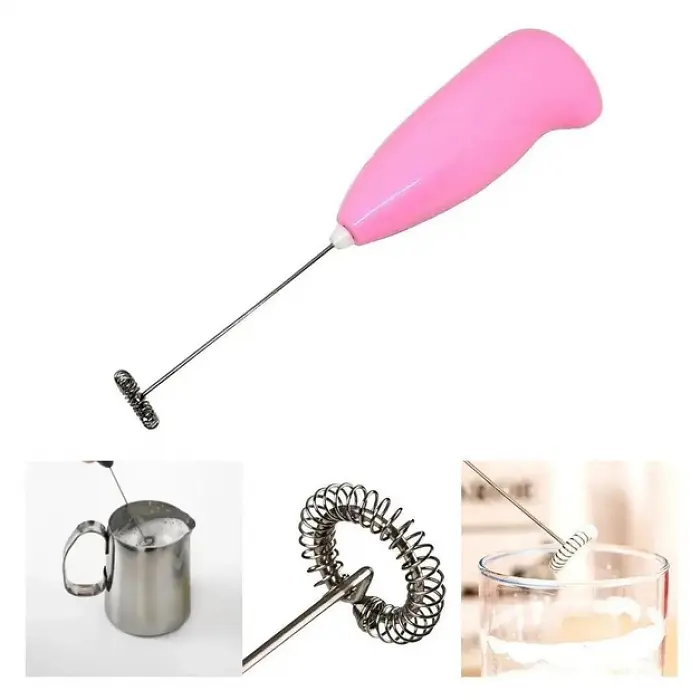 Капучинатор-спінювач для вершків та молока рожевий на батарейках FUKE Mini Creamer - фото 3