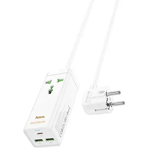 Мережевий подовжувач Hoco AC9A Talent PD30W (1C2A with 1 socket) Desktop Charger White - фото 4