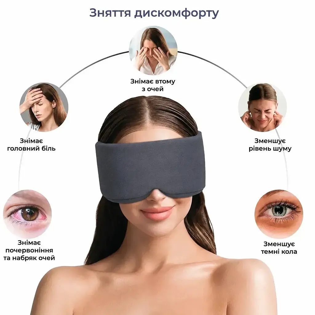 Маска для сну Supretto з гелевою охолоджувальною вставкою, графітовий - фото 4