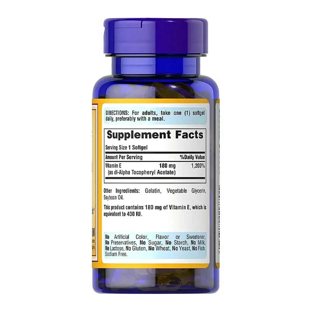 Вітамін Е Vitamin E 180 мг 400 IU 100 м'яких капсул - фото 2